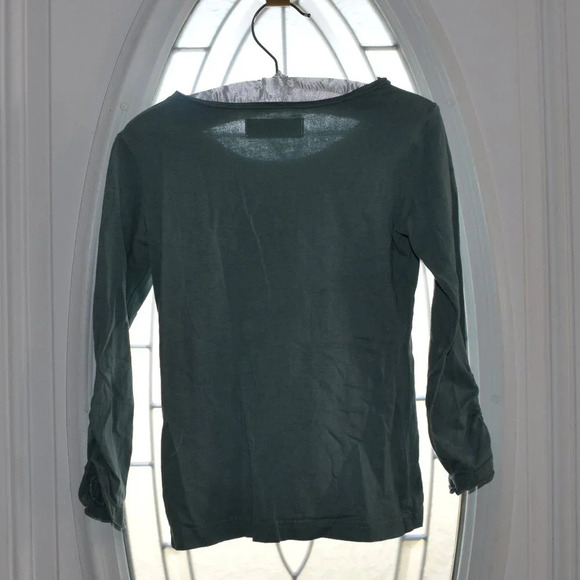 Matilda Jane Muted Green/Gray Girls Top Size 6 Buttons on Sleeves - Picture 3 of 5
